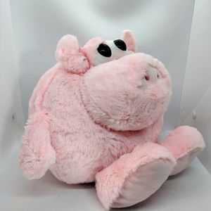 GANZ "Eyeballs Curly" Pink Pig Round Plush Stuffed Animal Toy 14" Tall